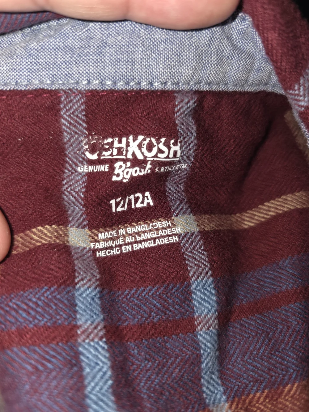 OshKosh B'gosh Plaid Button-Down Shirt - Burgundy, Blue, Tan
